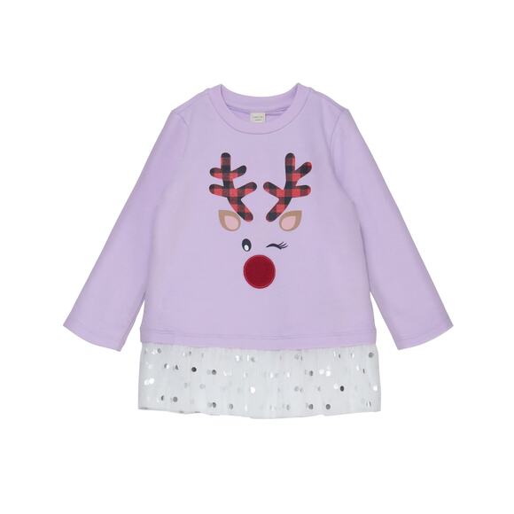 Pink Rudolf the Reindeer Tunic Dress Top - Picture 2 of 2
